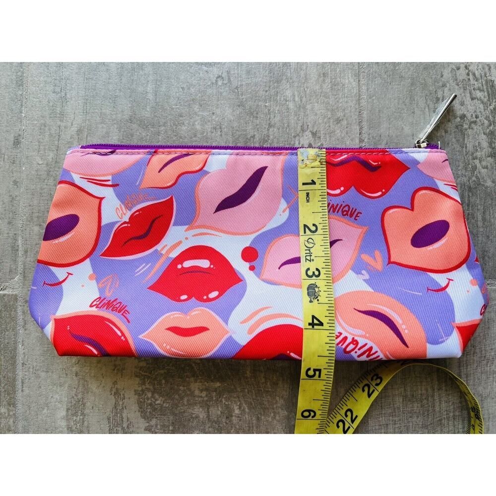 CLINIQUE Lips Purple Pink Red Cosmetic Zipper Travel Makeup Bag Organizer NEW - Picture 4 of 4